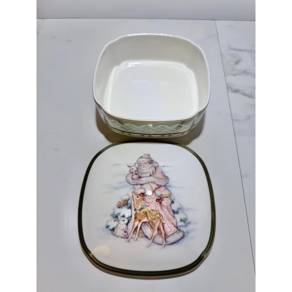 Fitz & Floyd Classic Choices Winter Holiday Lidded Trinket Box Candy Dish 5